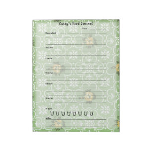 Bloc-note Retro Green Floral Food Journal Journal Repas tend