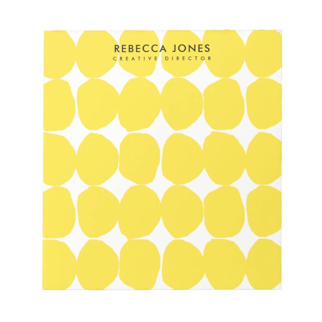 BLOC-NOTE RETRO LUMINEUX GRANDE MAIN DESSINÉE POIS JAUNES (Devant)