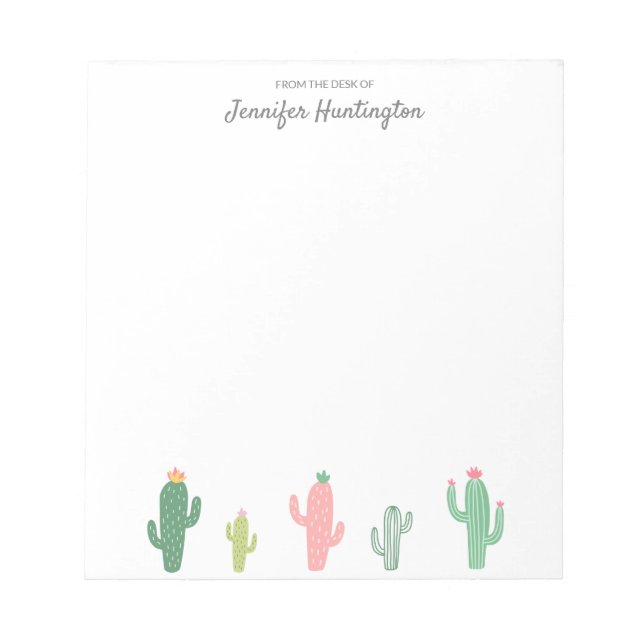 Bloc-note Retro Pastel Succulent Cactus Personnalisé (Devant)