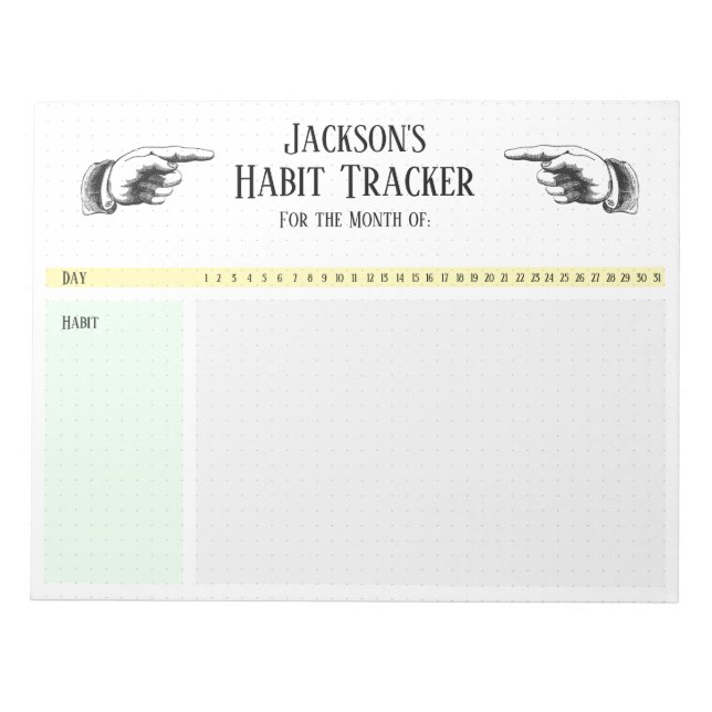 Bloc-note Retro Pointing Hands Habit Tracker (Devant)