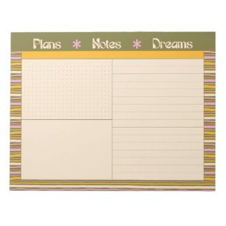 Bloc-note Retro Spring Hand Drawn Striped Plan and Dream