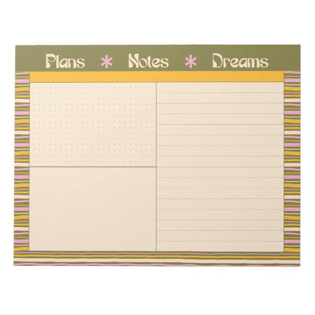 Bloc-note Retro Spring Hand Drawn Striped Plan and Dream (Devant)