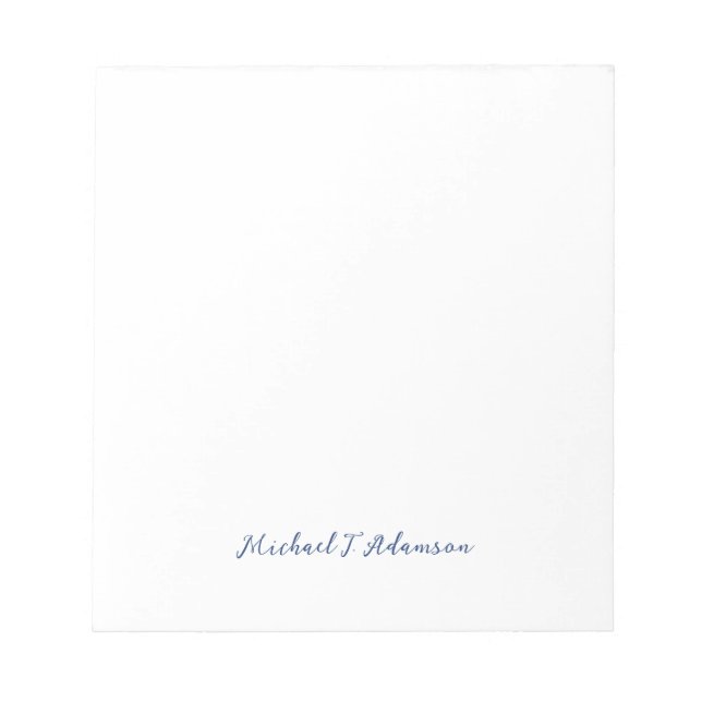 Bloc-note Retro Style Elegant Plain White Calligraphy Name (Devant)