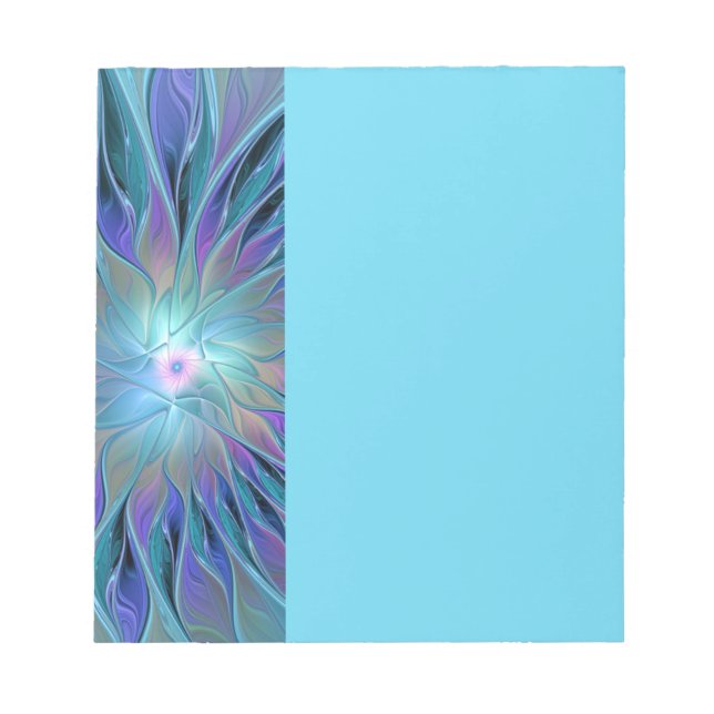 Bloc-note Rêve de Fleur Violette Bleue Art Fractal Abstrait (Devant)
