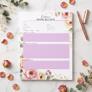 Bloc-note Revue de livre floral aquarelle rose blush lecture