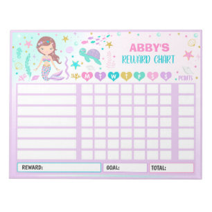 Bloc-note Reward Chart Mermaid Personalized Chore Chart