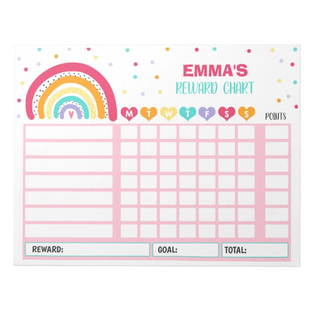 Bloc-note Reward Chart Rainbow Personalized Chore Chart (Devant)