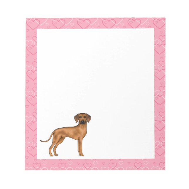 Bloc-note Rhodesian Ridgeback Chien Love Coeur Motif rose (Devant)