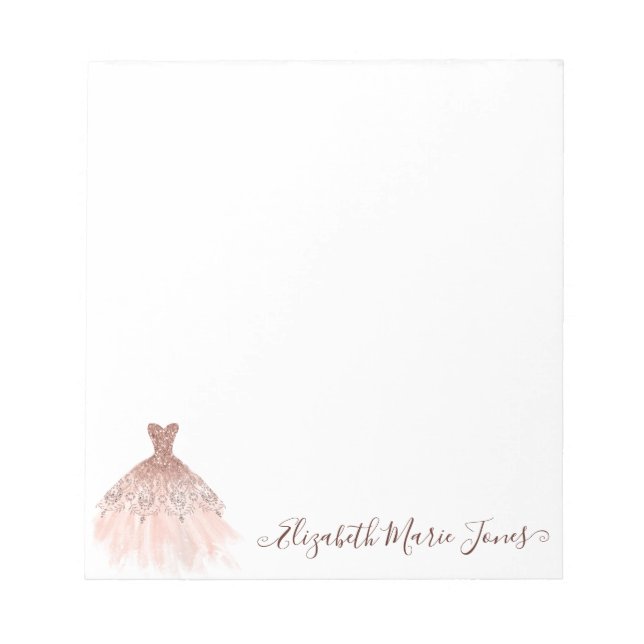 Bloc-note Robe rose rose vierge Or Étincelle Robe Fille Scri (Devant)