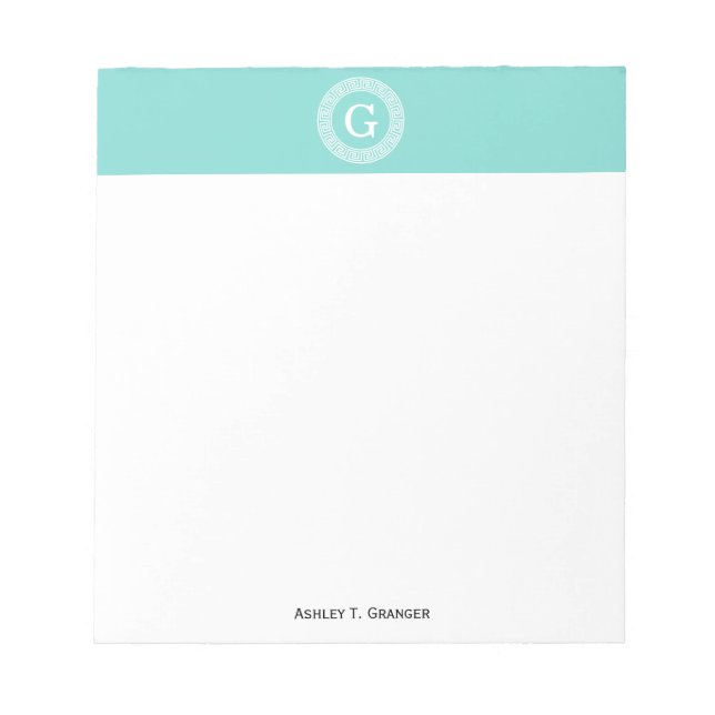 Bloc-note Robin Oeuf Wht Grille Grecque Cadre Rnd Initial Mo (Devant)