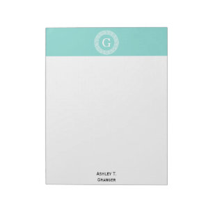 Bloc-note Robin Oeuf Wht Grille Grecque Cadre Rnd Initial Mo