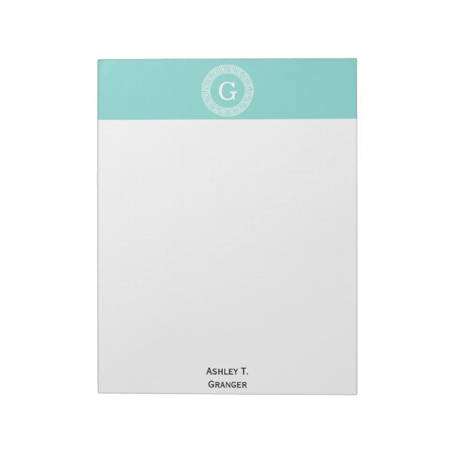 Bloc-note Robin Oeuf Wht Grille Grecque Cadre Rnd Initial Mo (Tourné)