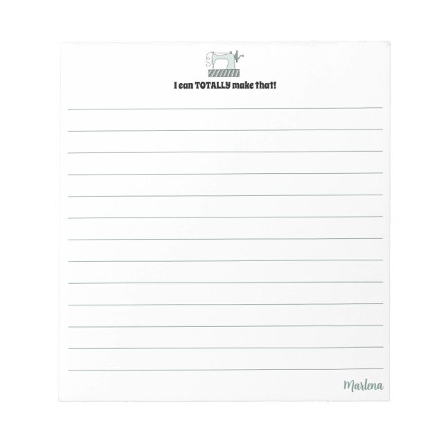 Bloc-note Robinet couturier bleu machine à coudre magnétique (Devant)