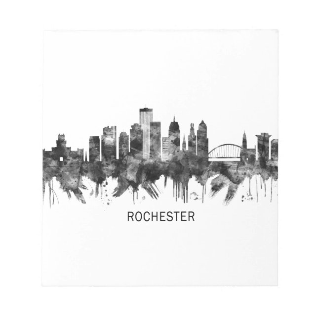 Bloc-note Rochester New York Skyline BW (Devant)