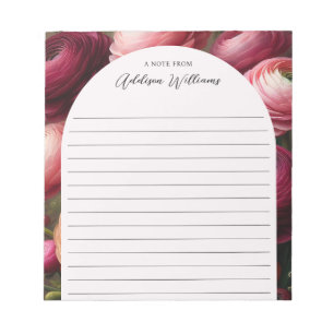 Bloc-note Romantique Bourgogne Ranunculus Linked Personnalis