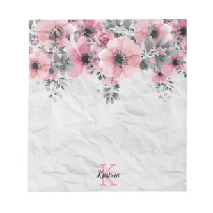 Bloc-note Romantique Élégant floral antique Personnalisé