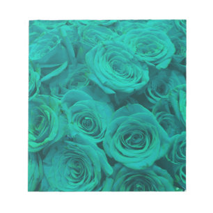 Bloc-note Romantique élégant turquoise - roses verts
