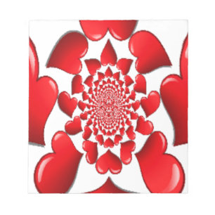 Bloc-note Romantique Red Hearts Art Motif Imprimer