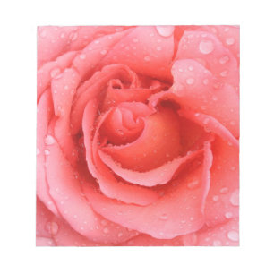 Bloc-note Romantique Rose rose rouge gouttes d'eau