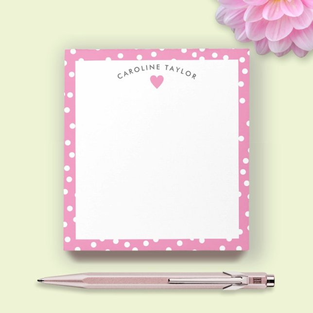 Bloc-note Rose à bulles Cœur et Points Mignon Féminin (Créateur téléchargé)