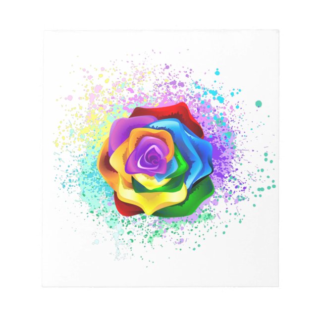 Bloc-note Rose arc-en-ciel colorée (Devant)