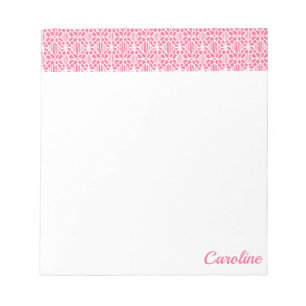 Bloc-note Rose avec Motif de dentelle Crochet blanc