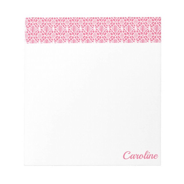 Bloc-note Rose avec Motif de dentelle Crochet blanc (Devant)