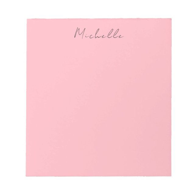 Bloc-note Rose Clair Professionnel Écriture Manuscrite Uniqu (Devant)