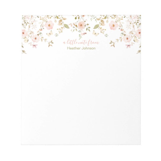 Bloc-note Rose de campagne personnalisée (Devant)