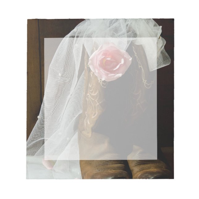 Bloc-note Rose de pays rose et Bottes de garçon Mariage de l (Devant)