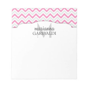 Bloc-note Rose et moderne de Chevron personnalisés