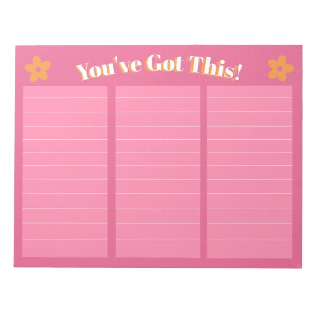 Bloc-note Rose et orange floraux rétro (Devant)