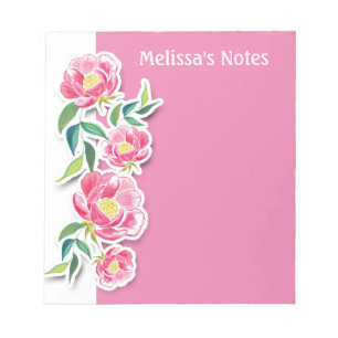 Bloc-note Rose fleurs enseignants bureau aquarelle