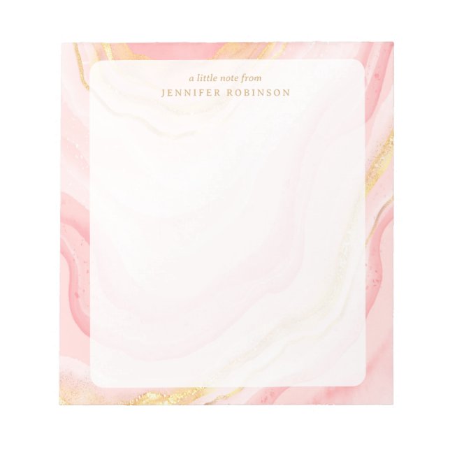 Bloc-note Rose Gold Chic Glam Faux Pailleté Marbre avec nom  (Devant)