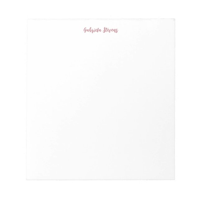 Bloc-note Rose Gold Élégant Calligraphie Nom Blanc (Devant)