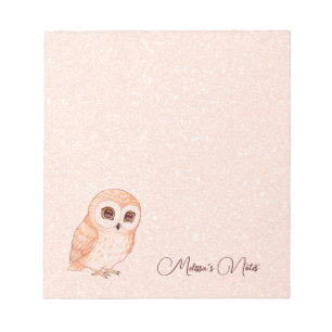 Bloc-note Rose Gold Pailletés Chouette Mignonne Ajouter Nom