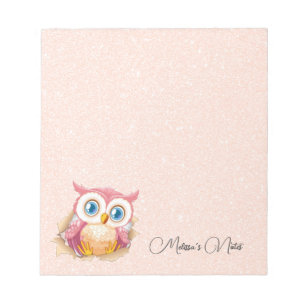Bloc-note Rose Gold Pailletés Chouette Mignonne Ajouter Nom