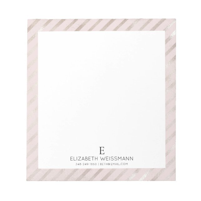 Bloc-note Rose Gold Paillettres Monogramme Personnalisé Fémi (Devant)