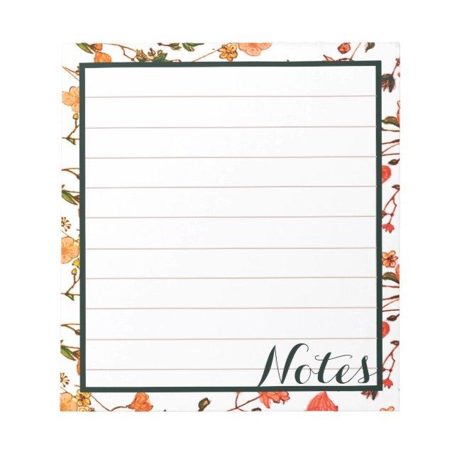 Bloc-note Rose Gold & Vert Forêt Calligraphie Elégante Ligné (Devant)