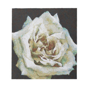 Bloc-note Rose impressionniste isolé sur noir