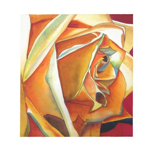 Bloc-note Rose jaune originale aquarelle Art (Devant)