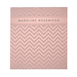 Bloc-note Rose moderne or Chevron Motif Monogramme