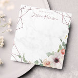 Bloc-note Rose Or géométrique Floral Bohème Personnalisé<br><div class="desc">Créez vos propres blocs-notes de style moderne et sophistiqué avec motif géométrique rose-or et illustration florale d'aquarelle rose sur un arrière - plan texturé en marbre.</div>