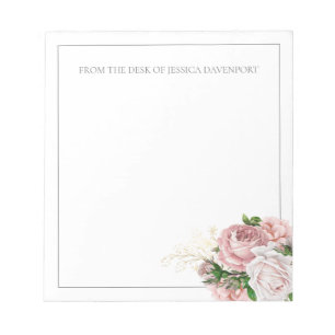 Bloc-note Rose Pâle Floral Vintage "De la part de"