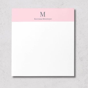 Bloc-note Rose Pâle Minimaliste Nom Personnalisé