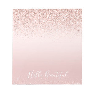 Bloc-note Rose Pâle Ombré Paillettes Étincelantes Note