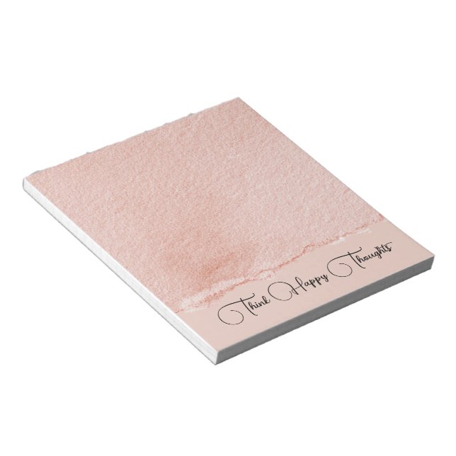 Bloc-note Rose Pâle Pensez à des Pensées Heureuses (Incliné)