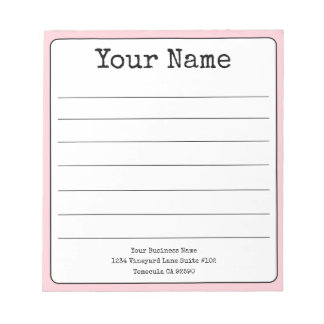Bloc-note Rose Pâle Simple Rétro avec Votre Nom Ligné