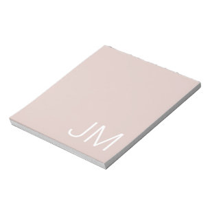 Bloc-note Rose Pâle Tendance Monogramme Initiales Géantes
