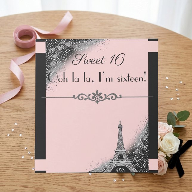 Bloc-note Rose Parisien Tour Eiffel Douce Soirée de 16 ans (Parisian Blush Pink Eiffel Tower Sweet 16 Night Notepad)